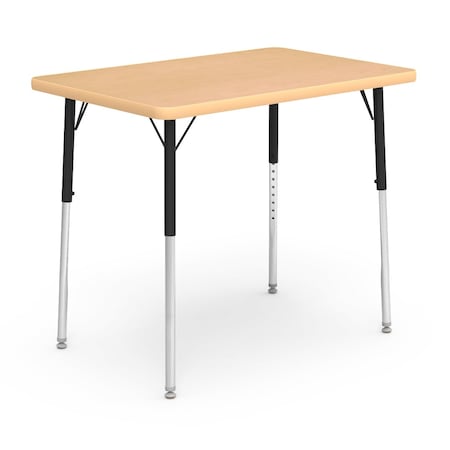 Virco 36 in. W, 24 in. L, 22-30 in. H, Fusion Maple Top / Beige Edge 482436